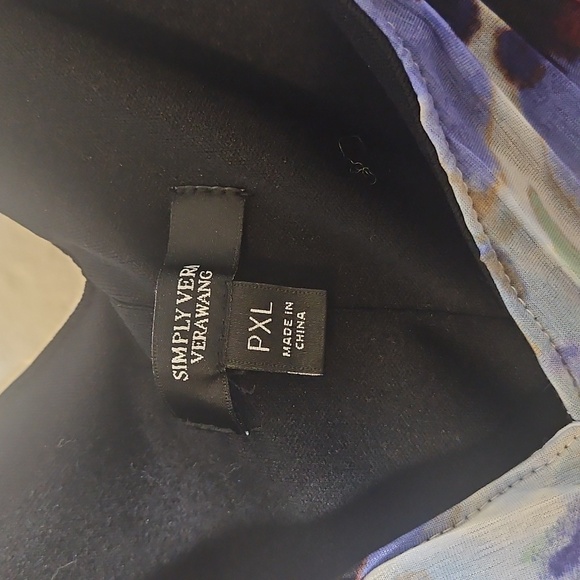 Simply Vera Vera Wang Floral Asymmetrical Hem Dress Blue Multicolor Size PXL - Picture 2 of 8